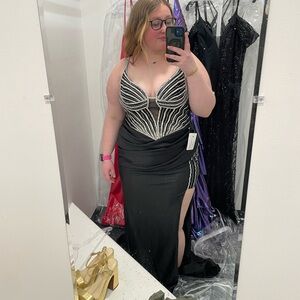 Elegant Black and White Evening Dress